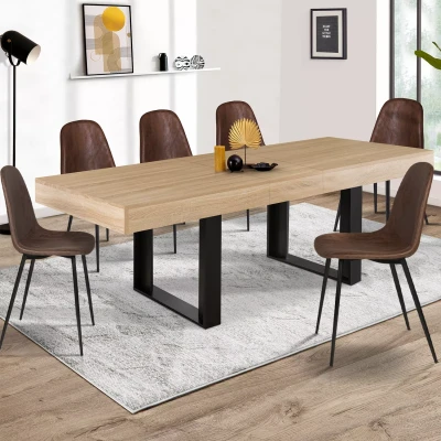 Afbeelding van Table à manger extensible PHOENIX 6 10 personnes bois et noir 160 200 cm