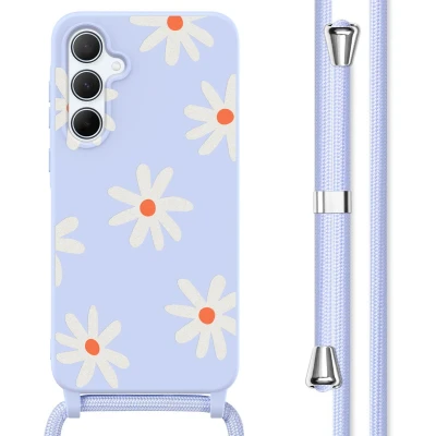 Afbeelding van imoshion hoesje Geschikt voor Samsung Galaxy A55 met koord Siliconen design Meerkleurig / Lila Flower Distance