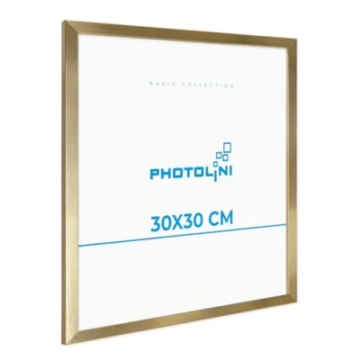 Afbeelding van PHOTOLINI fotolijst 30 x cm MDF goud voor posters en posters, onbreekbaar acrylglas, wanddecoratie om op te hangen, met extra accessoires