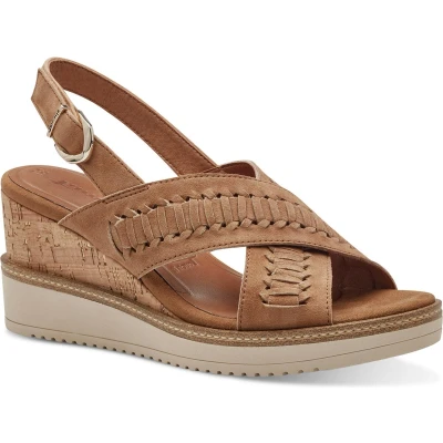 Afbeelding van Tamaris Sandalen met plateauzool, Dames, Maat: 39, Camel Leer