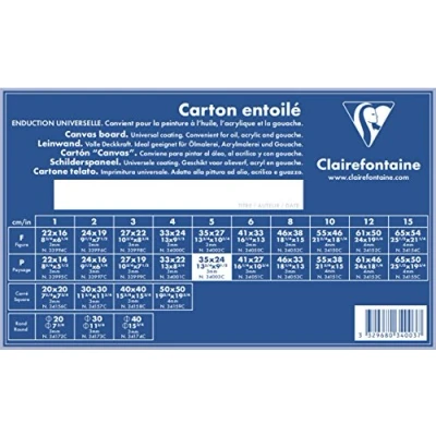 Afbeelding van Clairefontaine 34003C een doos om te schilderen met witte coating, 35 x 24 cm (5P liggend formaat), dikte 3 mm, wit canvas