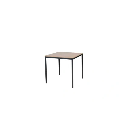 Afbeelding van Domino Basic bureautafel, vaste hoogte met 80x80cm havana/ kersen licht 25mm blad en zwart (RAL9005) 4 poot frame