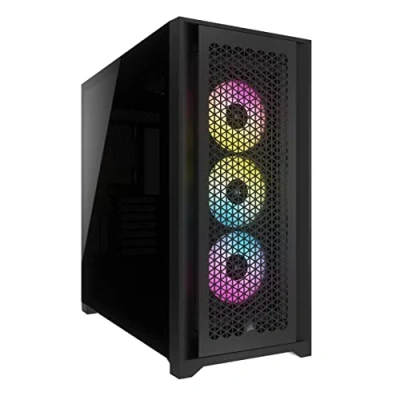 Image de CORSAIR iCUE 5000D RGB Airflow Mid tower ATX étendu panneau latéral fenêtré (verre trempé) pas d&#039;alimentation (ATX) noir USB/Audio