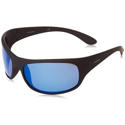 Afbeelding van Polaroid wrap heren mat zwart blauw gepolariseerde zonnebril