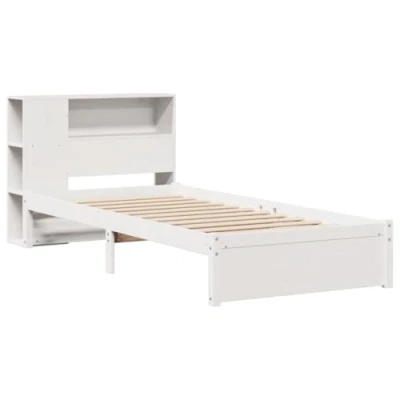 Afbeelding van vidaXL Bed met boekenkast zonder matras grenenhout wit 90x200 cm