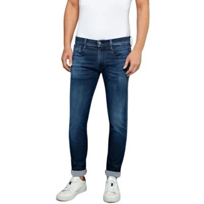 Image de Replay Anbass Jean slim pour homme Hyperflex avec stretch, Bleu (Dark Blue 0072), 30W / 36L