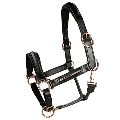 Afbeelding van HB Showtime Halster Rose Gold Leer Zwart Full Agradi.be