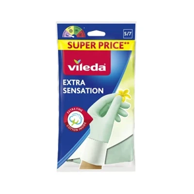 Afbeelding van Vileda Extra Sensation gevoelige en fleece handschoenen aan de binnenkant van katoen, 0 W, maat S