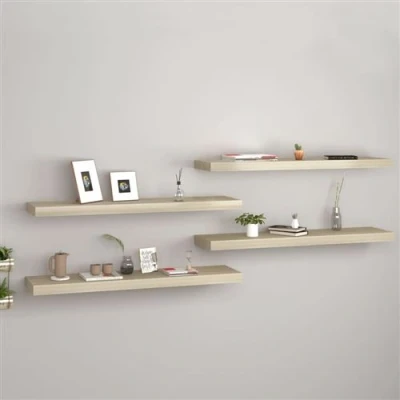 Afbeelding van Wandschappen zwevend 4 st 90x23,5x3,8 cm MDF eikenkleurig