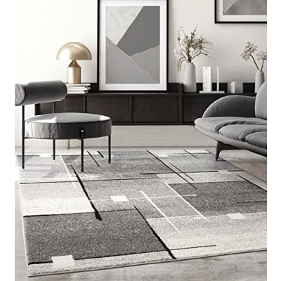 Afbeelding van Modern design woon of slaapkamer tapijt Geometrische patronen Grijs 240x330 Binnen The Carpet PEARL
