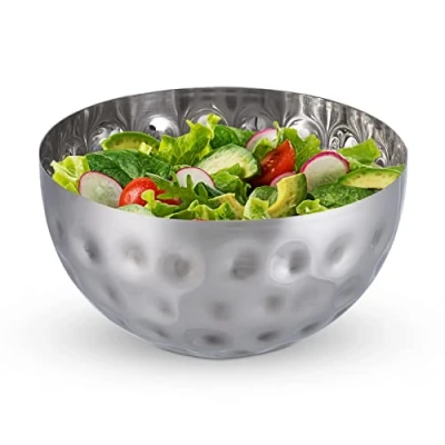 Afbeelding van Relaxdays saladeschaal zilver saladekom rvs deco schaal serveerkom metalen M