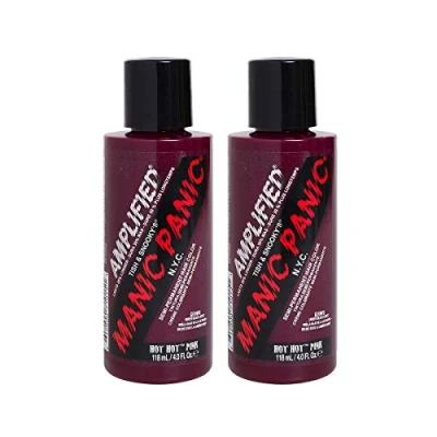 Image de Manic Panic Hot Pink Amplified Cream, coloration capillaire semi permanente vegan et respectueuse des animaux, 2 x 118 ml