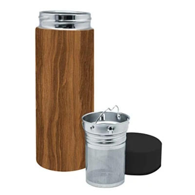 Afbeelding van NERTHUS FIH 799 Theefles, roestvrij staal, dubbelwandig, theezeef, fles, 300 ml, 0,30 l, Acero Inoxable, Frans hout