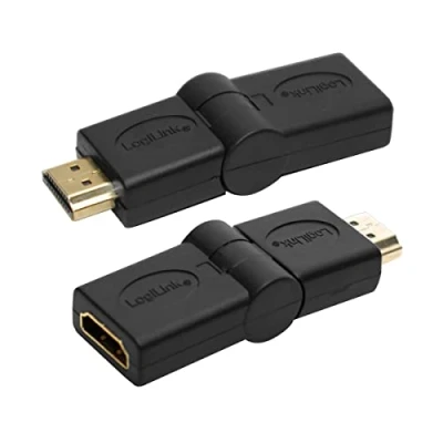 Afbeelding van LogiLink HDMI adapter male naar female zwart 180 draaiende connector