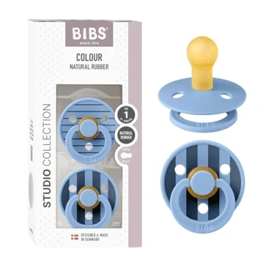 Afbeelding van Bibs Fopspeen Latex Studio Pin Sky Blue Mix Size 1 (2 Pack)