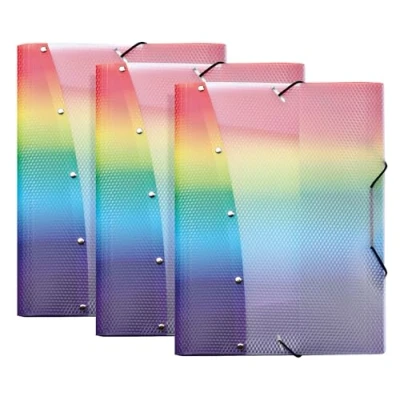 Afbeelding van VELOFLEX 4442404 3 Rainbow Diamond ordner A4 formaat mappen met elastiek slijtvast PP legal map