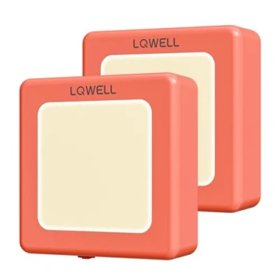 Afbeelding van LQWELL® Opvouwbaar nachtlampje met schemeringssensor, instelbare helderheid, automatisch contactlicht, warmwit oriëntatielicht voor kinderkamer hal (roze, 2 stuks)