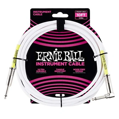 Image de Ernie Ball 6049 Câble blanc jack coudé instrument 3m