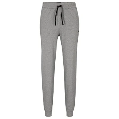 Afbeelding van HUGO BOSS heren Mix&amp;Match tapered fit loungebroek met steekzakken en logo in de kleur Middengrijs, maat: L