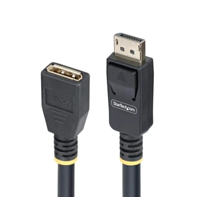 Image de StarTech.com 10ft (3m) DisplayPort 1.4 Extension Cable, DP 1.4, 8K 60Hz Rallonge de câble (M) pour (F) 3 m support 8K, bi directionnel, sans halogène, passif noir