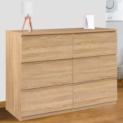 Afbeelding van Commode 6 tiroirs TOMI 110 cm bois façon hêtre
