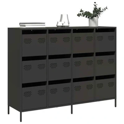 Afbeelding van vidaXL Dressoir 135x39x103,5 cm koudgewalst staal zwart