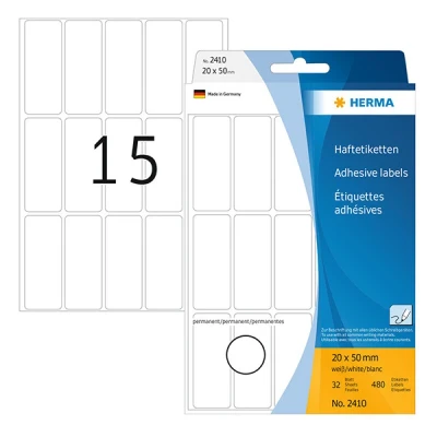 Image de HERMA étiquettes multi usage, 20 x 50mm, blanc, grand paquet contenu: 480 2410
