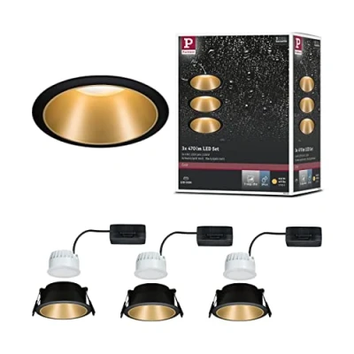 Afbeelding van Paulmann Cole Coin 93404 Inbouwlamp Set van 3 stuks Energielabel 2021: n.v.t. 6 W Warmwit Zwart, Goud