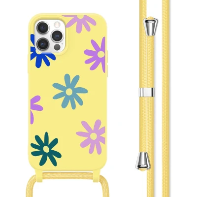 Afbeelding van imoshion hoesje Geschikt voor iPhone 12 / Pro met koord Siliconen design Meerkleurig Yellow Flower Distance