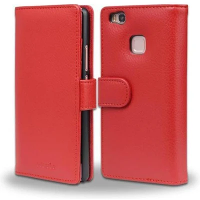 Afbeelding van Cadorabo Hoesje geschikt voor Huawei P9 LITE 2016 / G9 in INFERNO ROOD Beschermhoes met magnetische sluiting en 3 kaartsleuven Book Case Cover Etui