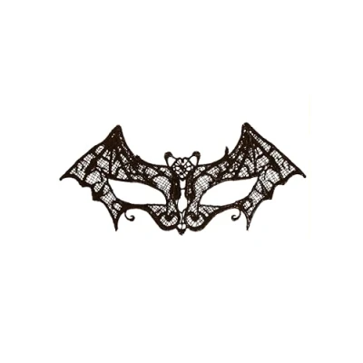 Afbeelding van HENBRANDT Zwarte Kant Vleermuis Gemaskerd Balmasker Halloween Gothic Accessoire Kostuum