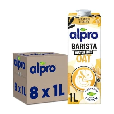 Image de Alpro Boisson Barista Lait d&#039;Avoine 8 x 1L Sans Lactose, Gluten, 100% Végétal Faible en Sucres &amp; Riche Protéines Parfait pour le Café