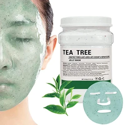 Afbeelding van POZTL Jelly Masker Poeder voor Gezicht, Tea Tree Oil Control Face Mask, Professional Peel Off Hydro Mask Powder Fight Fine Lines, Dullness &amp; Unneven Skin Tone, DIY SPA 23 Floz