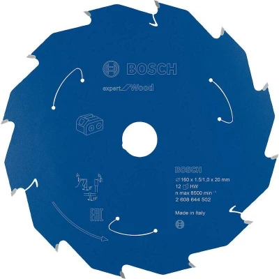 Image de BOSCH 2608644502 lame de scie circulaire E x pert pour bois scies sans fil 160 20 1,5/1 mm, 12T
