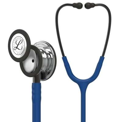Image de 3M Littmann Stéthoscope de Surveillance Classic III, Tubulure Bleu Marine, Édition Miroir, 69 cm, 5863