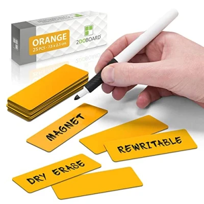 Afbeelding van 25 Whiteboard Magneten Balk 7,5 x 2,5 cm Oranje Herschrijfbaar