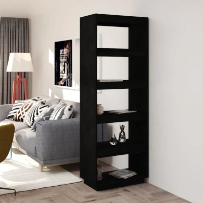 Afbeelding van Boekenkast/kamerscherm 60x35x167 cm massief grenenhout zwart