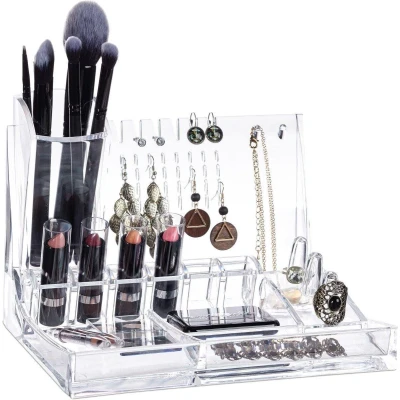 Afbeelding van relaxdays make up organizer acryl cosmeticahouder cosmetica opslag sieradenhouder doorzichtig