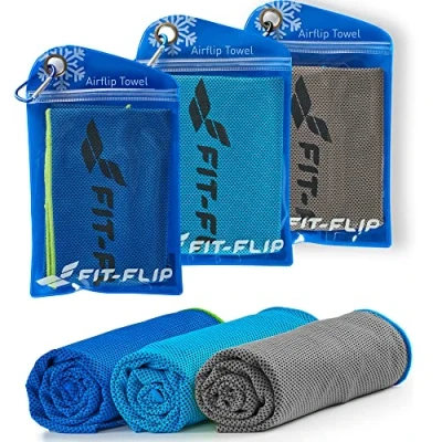 Afbeelding van Koeldoek set van 3 100 x 30 cm, microvezel sporthanddoek, koeldoek, Airflip cooling towel, handdoek Kleur: Donkerblauw Groen, Grijs Blauw, Blauw Donkerblauw, Afmetingen: cm