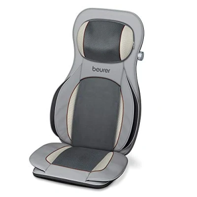 Afbeelding van Beurer MG 320 HD Shiatsu Massagekussen Massagestoel 3 in 1 Luchtcompressie massage Triggerpoint 4 + 2 Massagekoppen Verwarming &amp; licht Intensiteitsniveaus Timer Lederlook Jaar garantie