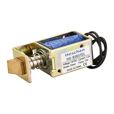 Afbeelding van Hechen HS S0837DL elektromagneet DC12 V 15 N 10 mm duwslag type open frame deurslot
