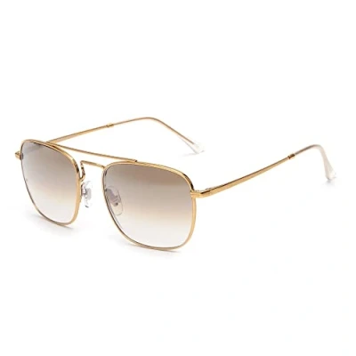 Afbeelding van JIM HALO Retro Vierkante Piloot Zonnebril Premium Glas Platte lens Metalen Mannen Vrouwen, Gouden montuur / lichtbruine met kleurverloop