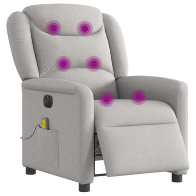 Afbeelding van VidaXL, Massagestoelen, Massagestoel elektrisch cloud grijs stof