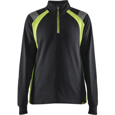 Afbeelding van Blaklader Dames sweatshirt halve rits Visible 3403 1158 Zwart/High Vis Geel