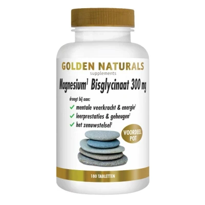 Afbeelding van Golden Naturals Magnesium Bisglycinaat 300mg Tabletten