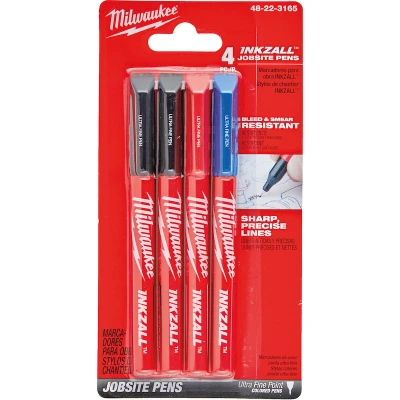 Afbeelding van MILWAUKEE 48223165 INKZALL markeerstiftenset met fijne punt gekleurd 4 delig (zwart, rood, blauw)