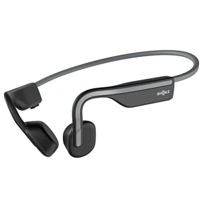 Afbeelding van SHOKZ OpenMove Draadloze Bluetooth hoofdtelefoon met microfoon, beengeleiding, 6 uur speeltijd, IP55 waterdicht, voor hardlopen, training, fietsen, leigrijs