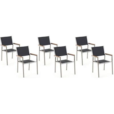 Afbeelding van Beliani GROSSETO Tuinstoel set van 6 Zwart Polyester