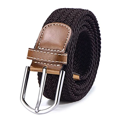 Afbeelding van Riem van rekbare stof, gevlochten, elastisch, voor dames en heren, lengte 100 cm tot 120 cm, Donkerbruin