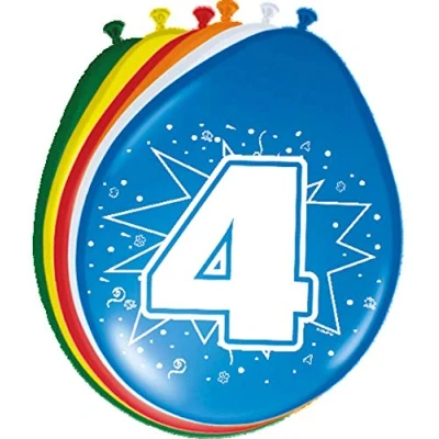 Afbeelding van Ballonnen 4 jaar 8 stuks